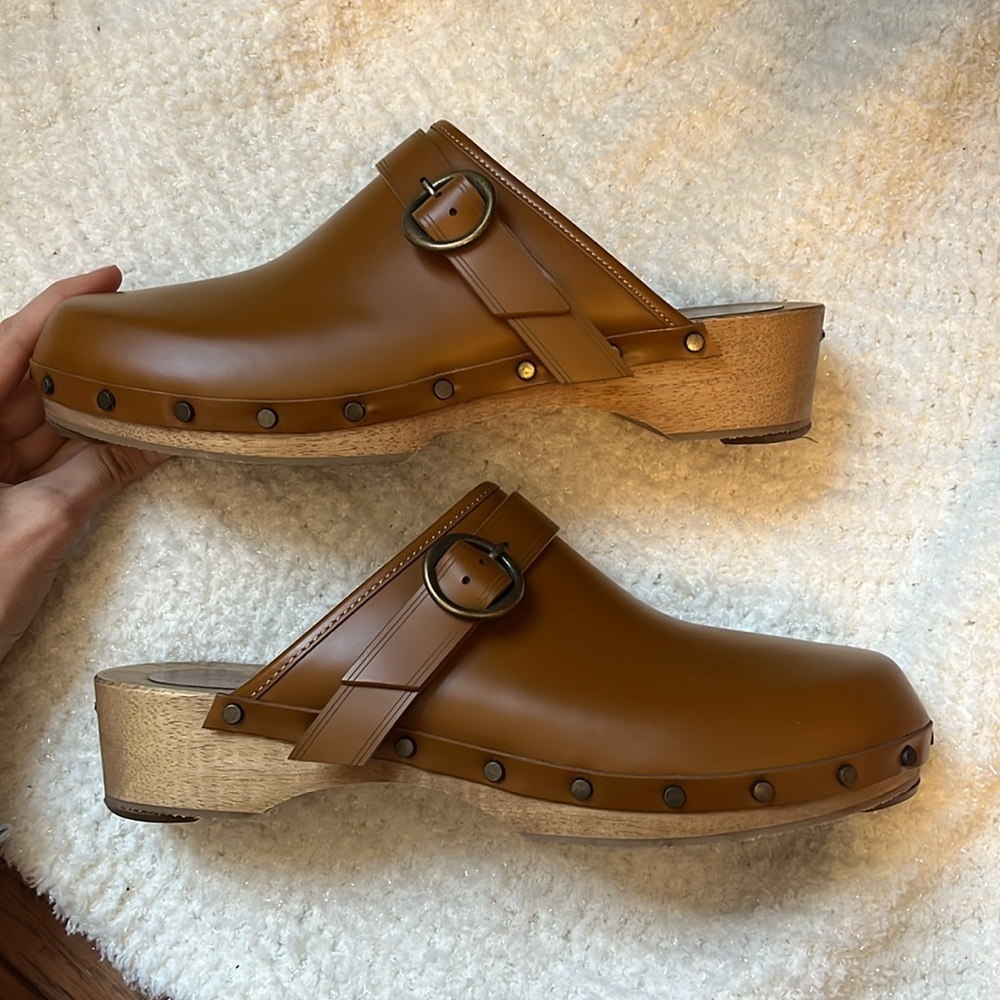 Isabel Marant Thalie Buckle Leather Brown clogs size 10 - Picture 8 of 14